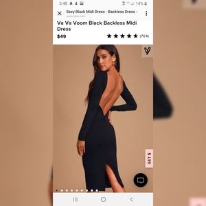 Lulu's Black Low Back Midi Dress